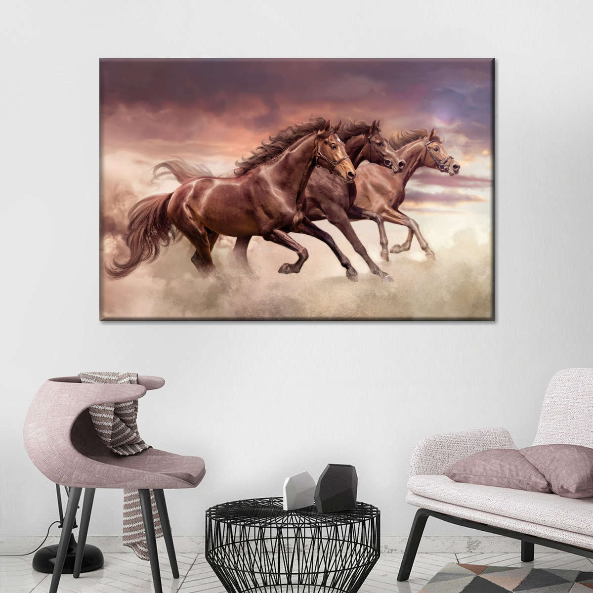 Three Running Horses Wall Art