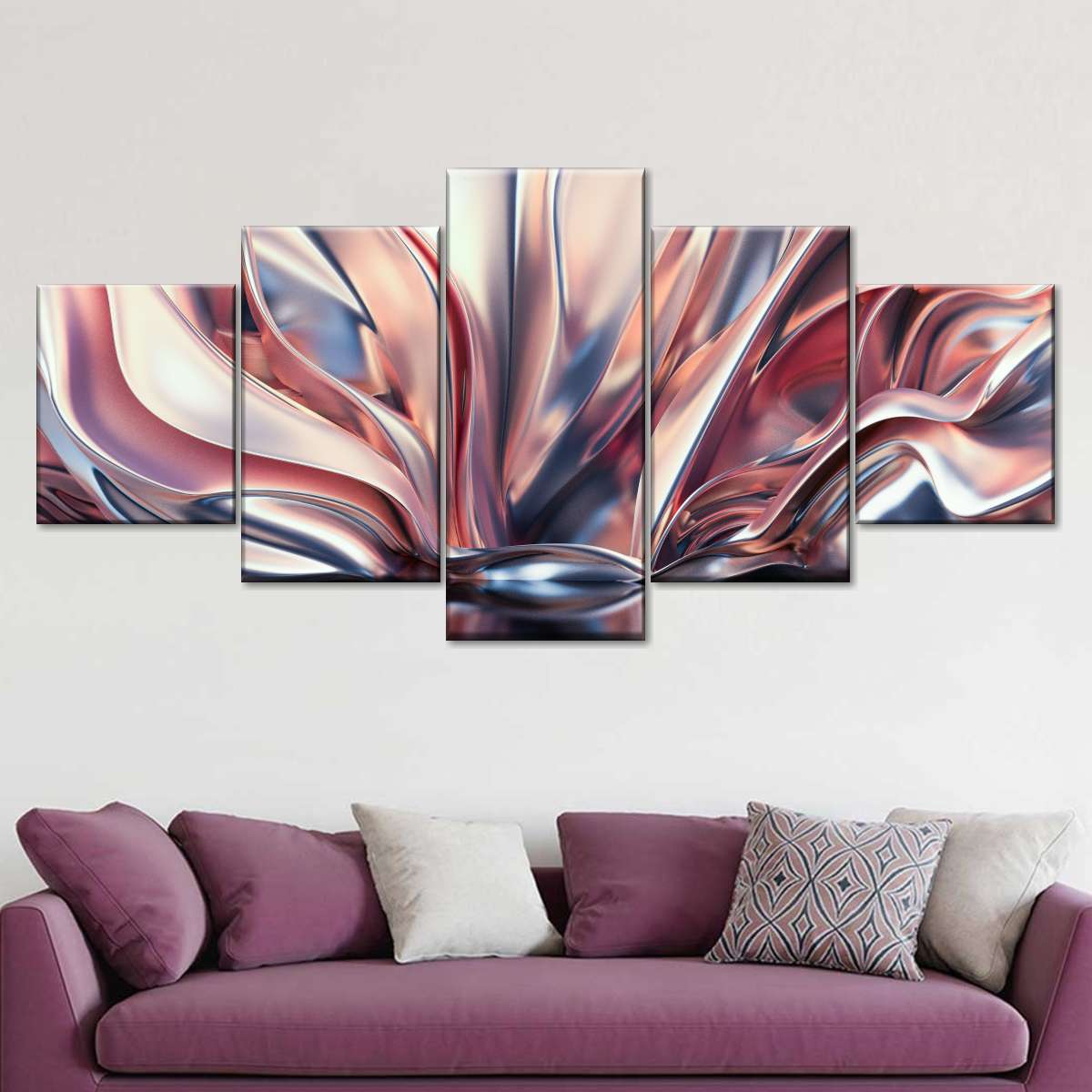 Pink And Silver Abstract Wall Art