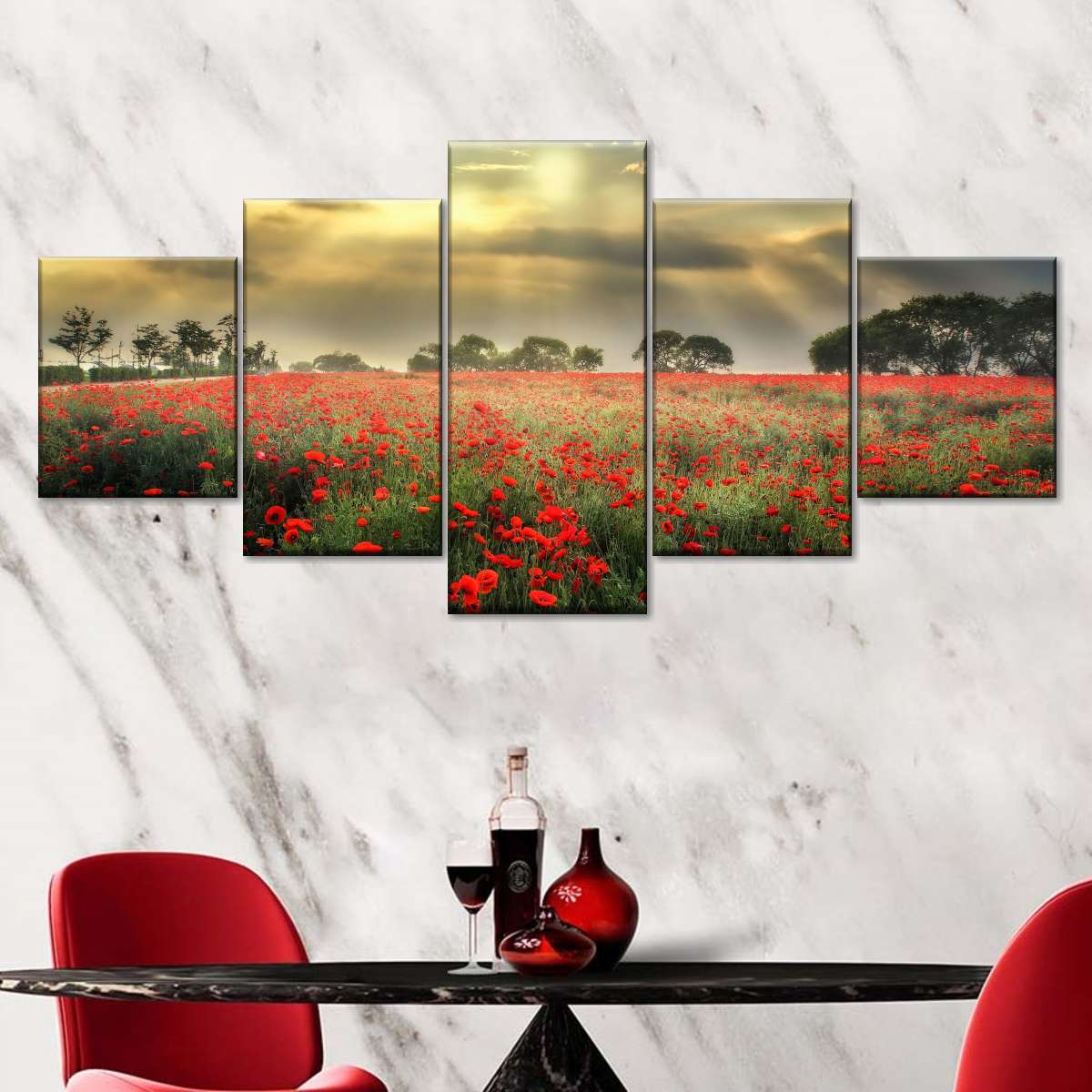 Scandinavian Poppy Field Wall Art