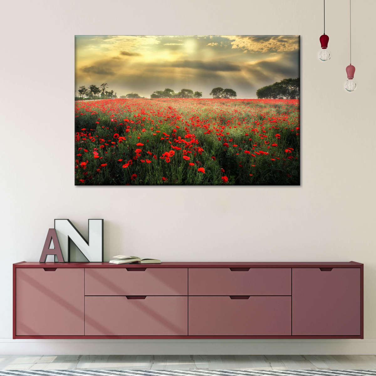 Scandinavian Poppy Field Wall Art