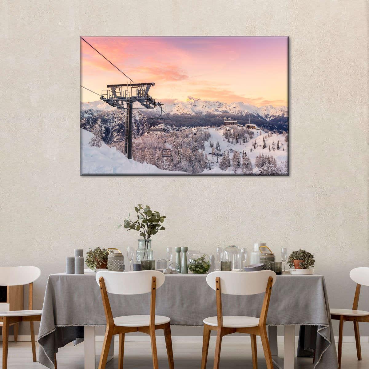 Skiing On Snowy Mountain Wall Art