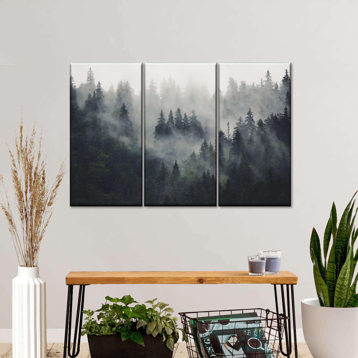 Misty Forest Mountain Wall Art