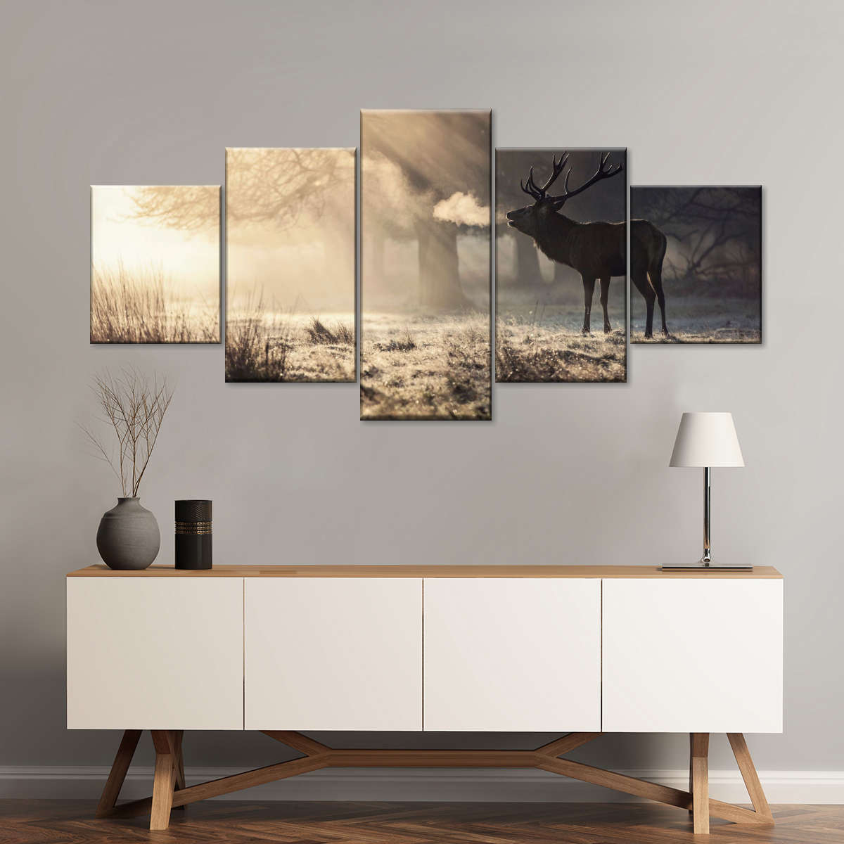 Wild Deer In Snow Wall Art