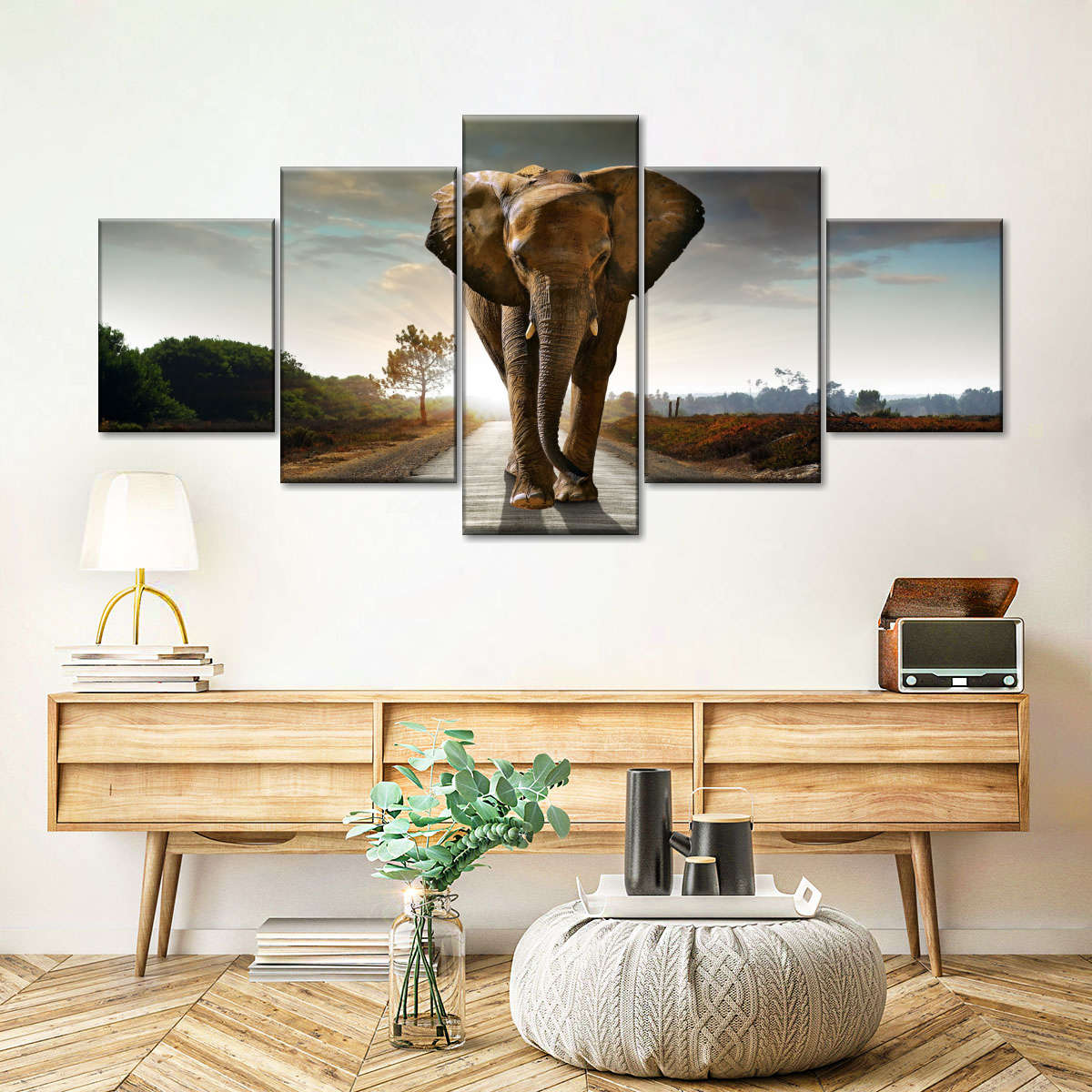 Walking Lone Elephant Wall Art