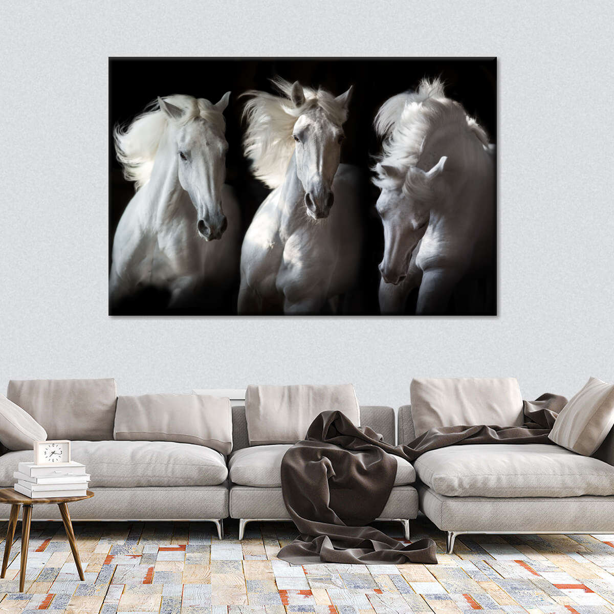 Three White Horses Wall Art