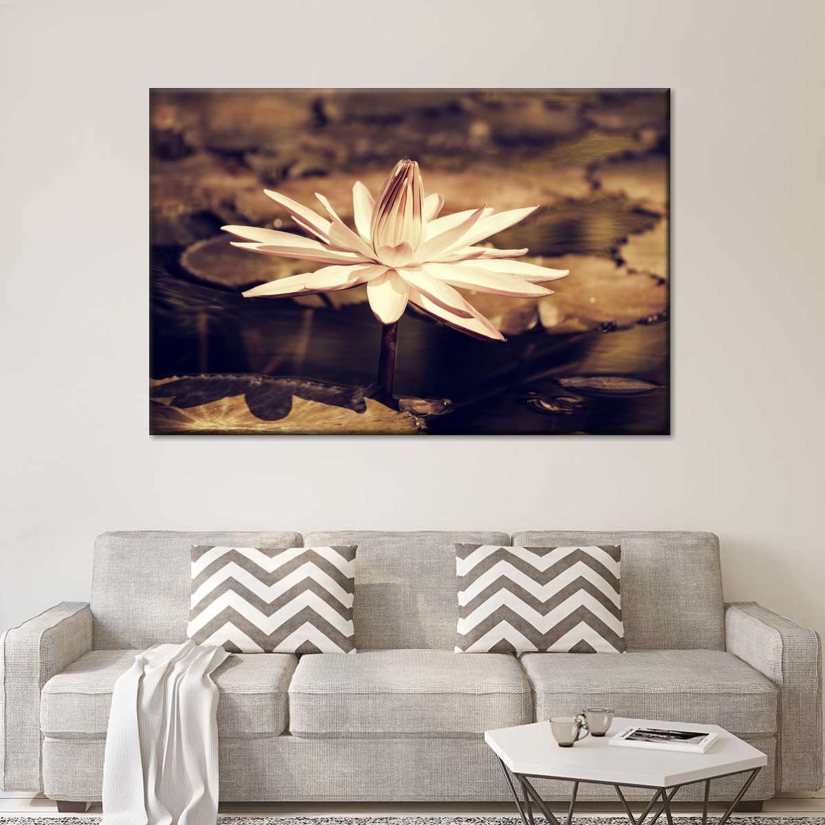 Sepia Lotus Flower Wall Art