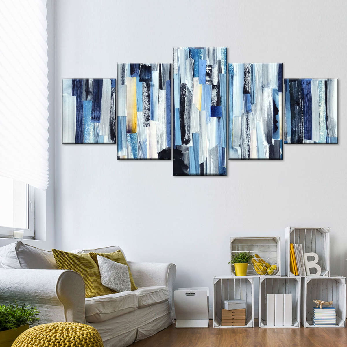 Striped Blue Abstract Wall Art