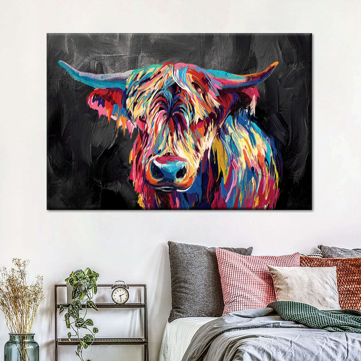 Colorful Highland Cow Wall Art