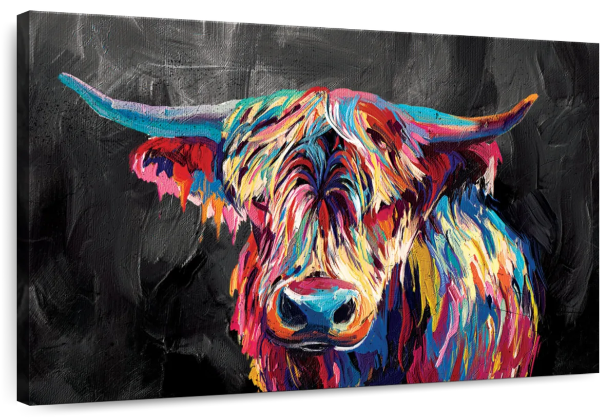 Colorful Highland Cow Wall Art