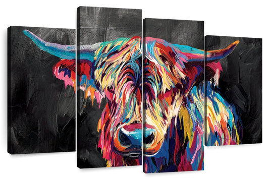 Colorful Highland Cow Wall Art