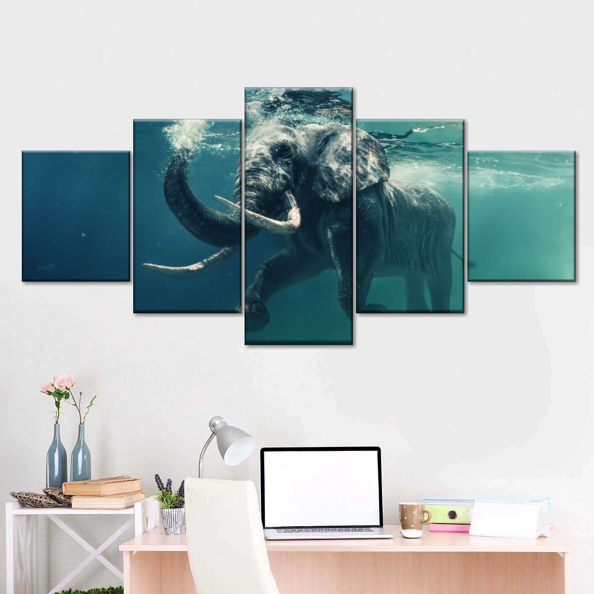 Swimming Elephant Wall Art