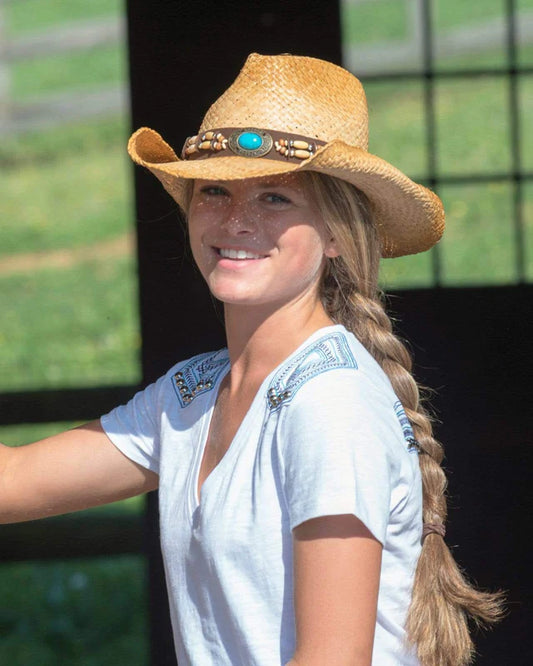 15063-TEA Women's Socorro Raffia Straw Hat by Outback Trading Co.