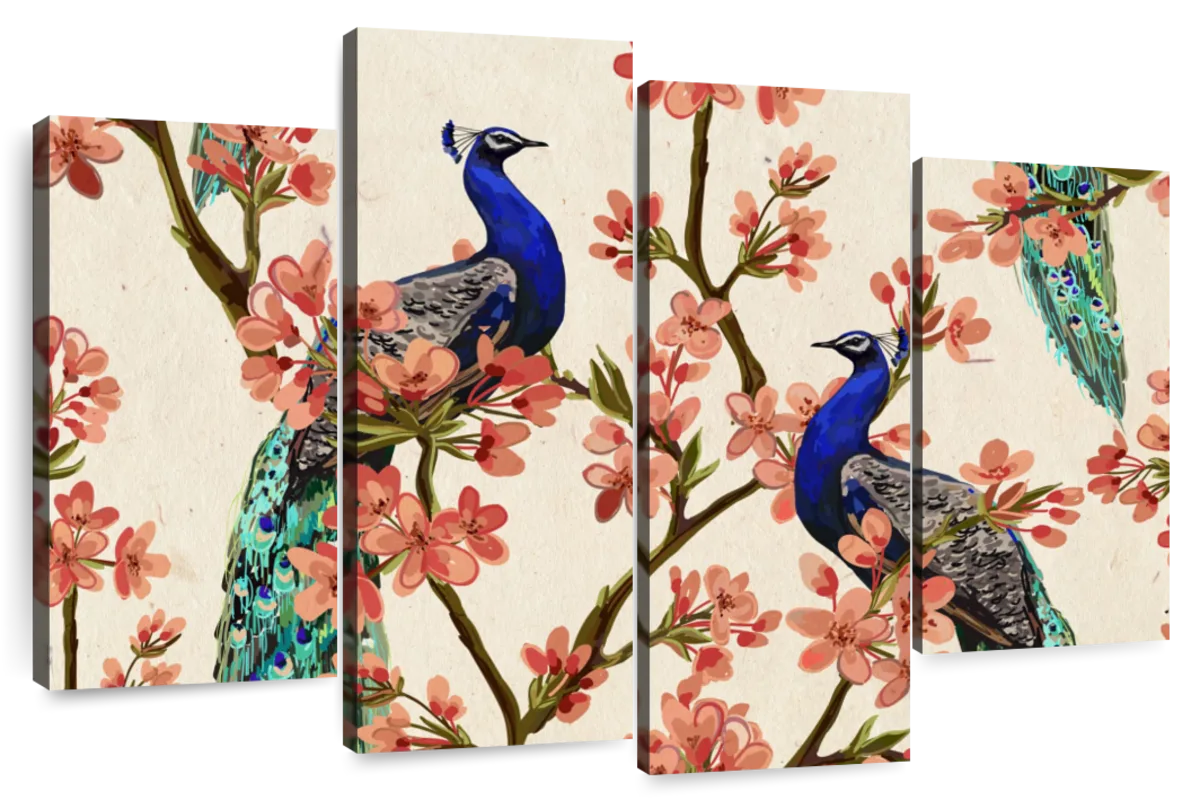 Royal Blue Peacocks Wall Art