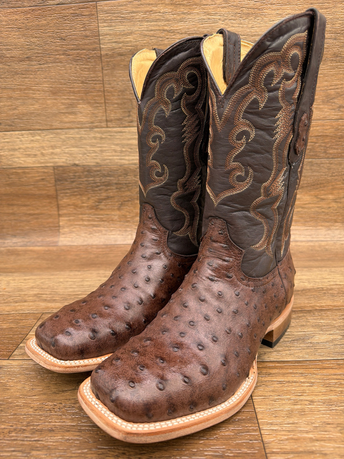 Q6073 Men's Ostrich Print Western Boot by Cowtown - front pair