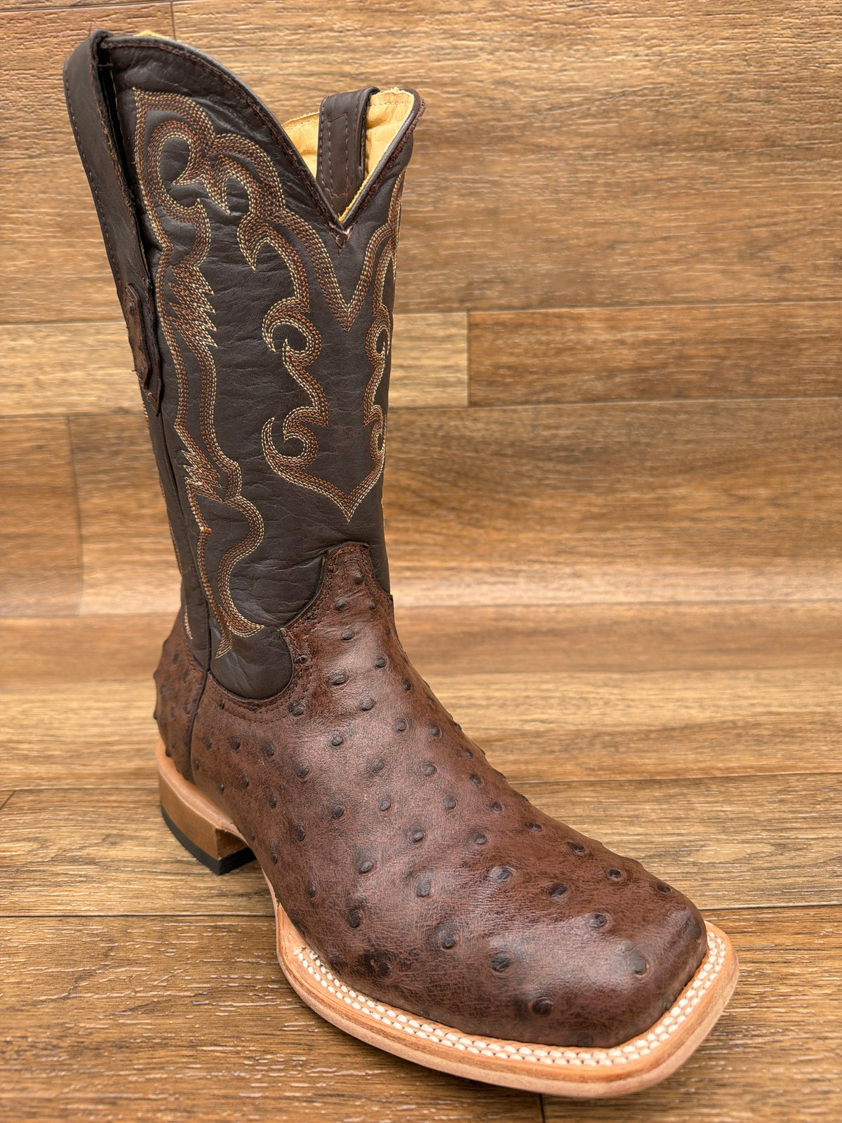 Q6073 Men's Ostrich Print Western Boot by Cowtown - front angle