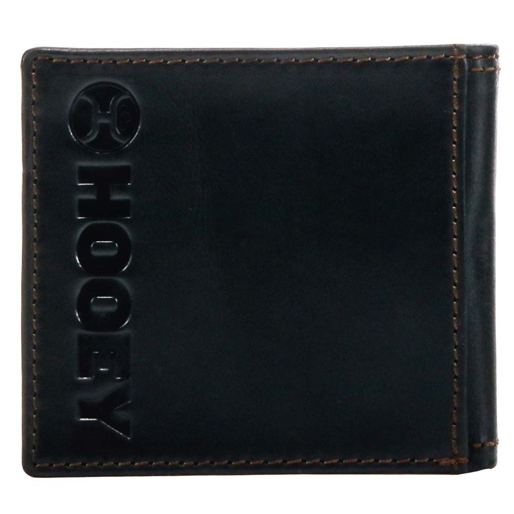 Hooey Classic black leather bifold wallet, back