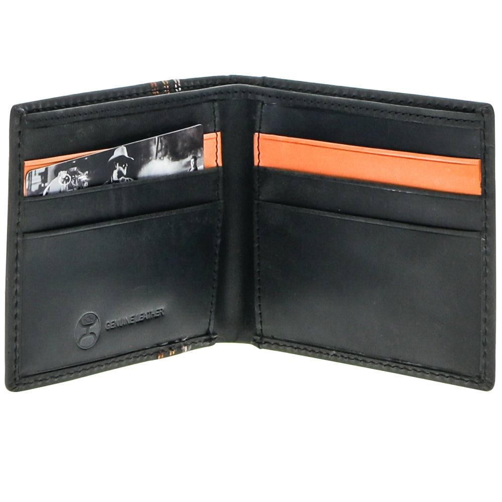 Hooey Ranger black bifold wallet with boot stitch embroidery, inside