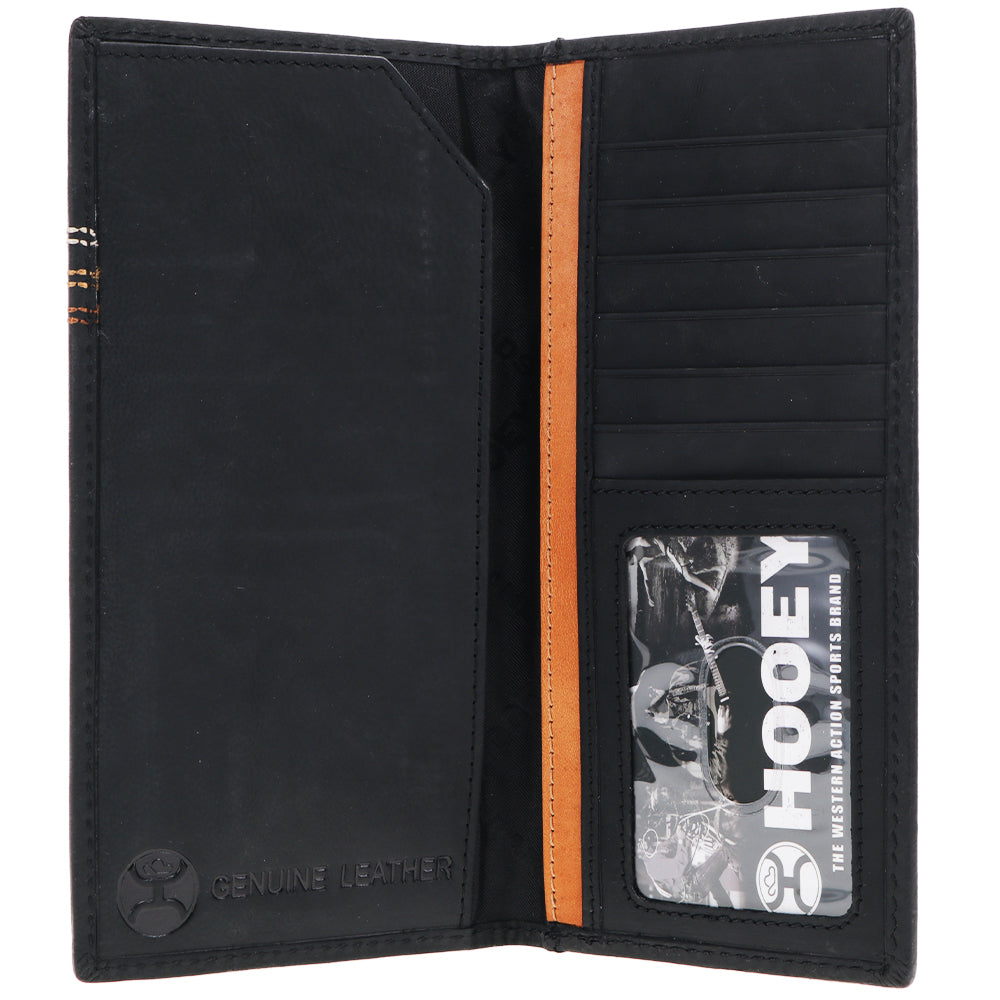 Hooey Ranger black rodeo wallet with boot stitch embroidery, inside