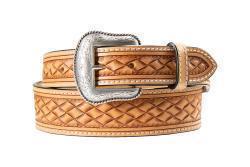 Nocona natural basketweave tapered western belt, front