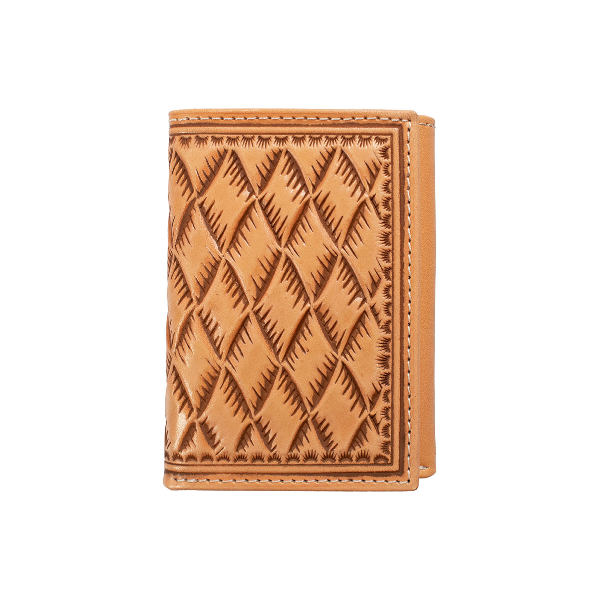 Nocona natural basketweave trifold wallet, front