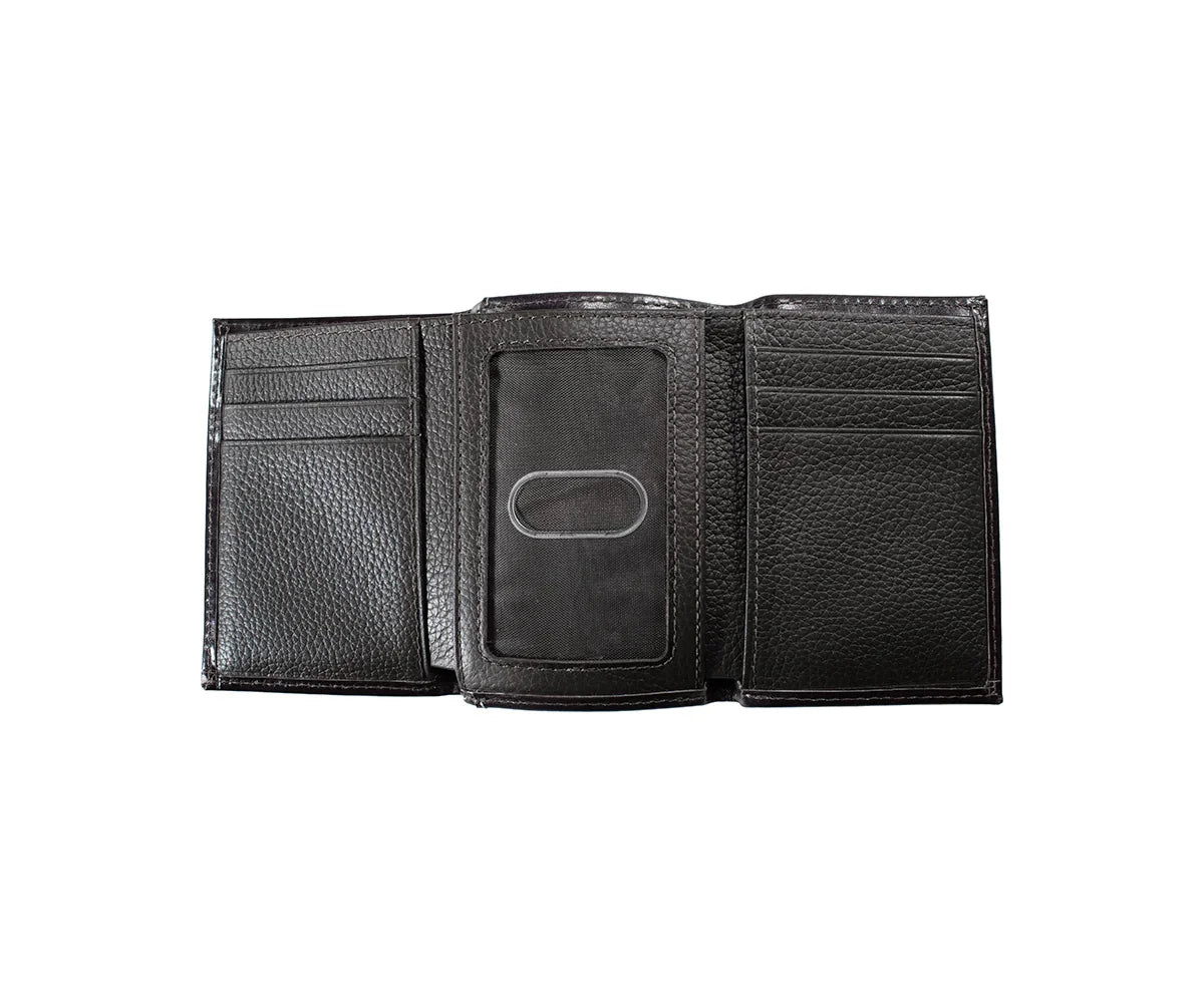 Nocona brown basketweave floral embossed trifold wallet, inside