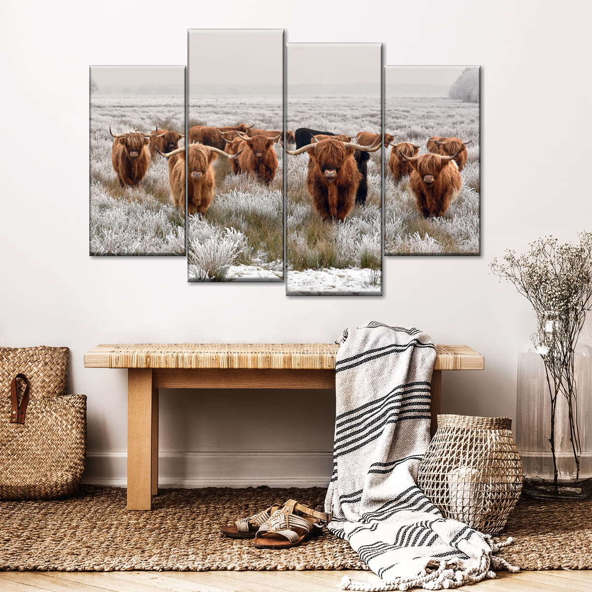 Winter Highland Cows Wall Art