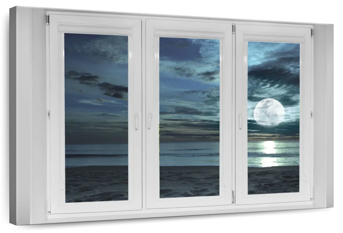 Window To Moonlit Beach Wall Art