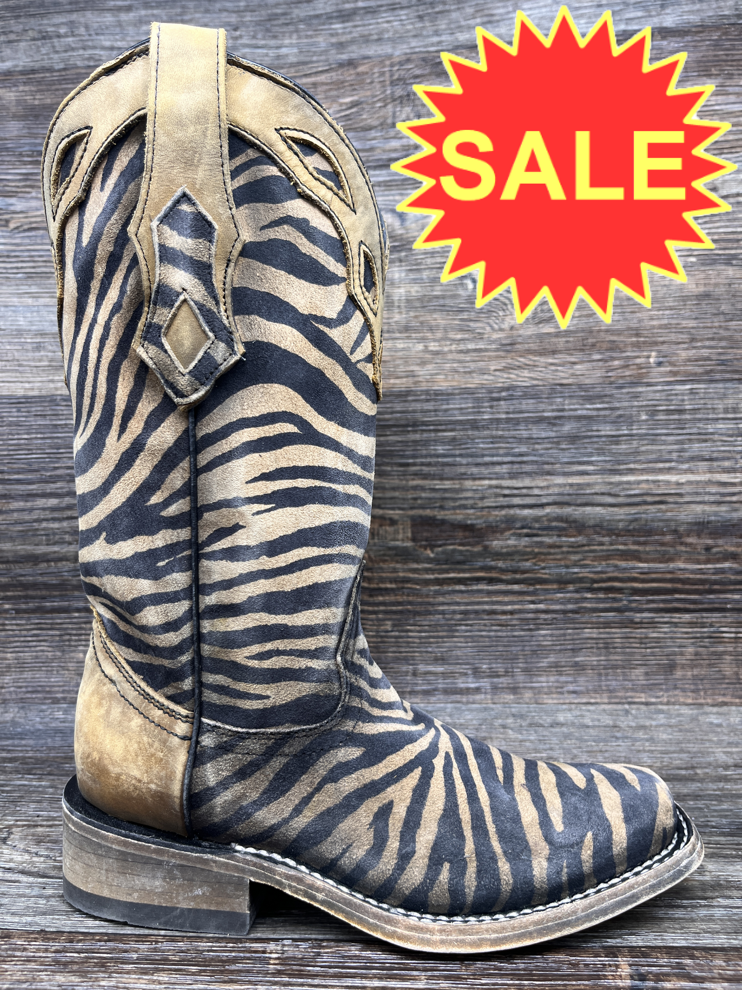 c3859 Women's Zebra Print Square Toe Western Boot by Corral