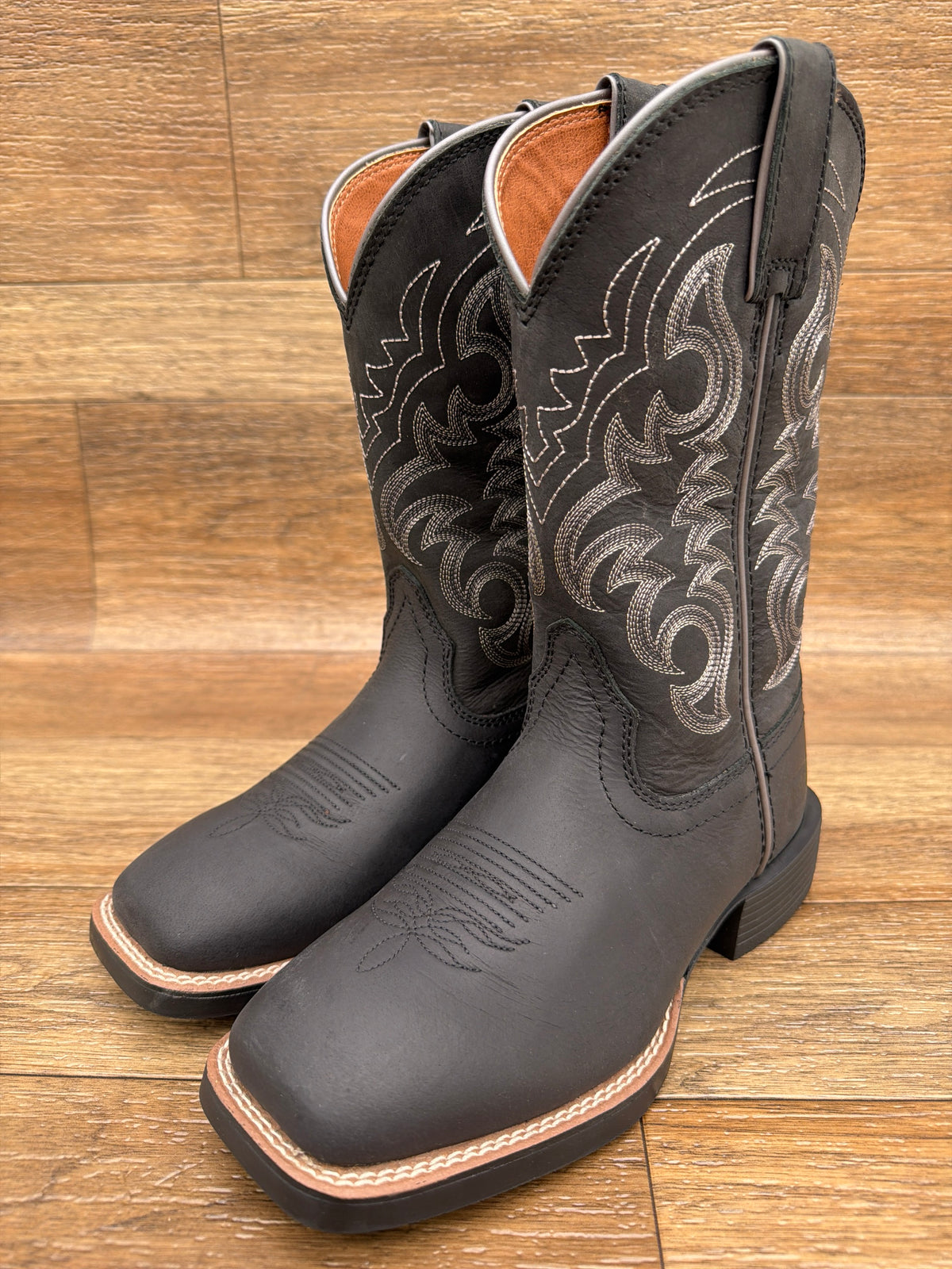 Women's Della 11 Inch Black Square Toe Western Boot by Justin - pair