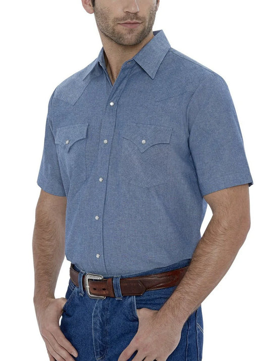 15202675(84) Men's Short Sleeve Pearl Snap Chambray Shirt by Ely & Walker