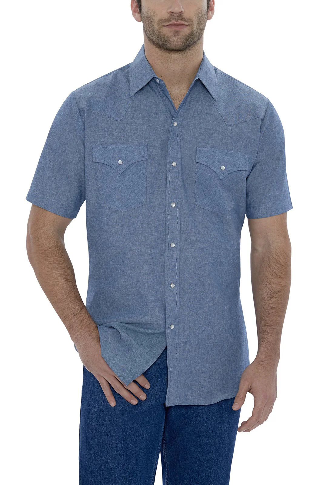15202675(84) Men's Short Sleeve Pearl Snap Chambray Shirt by Ely & Walker