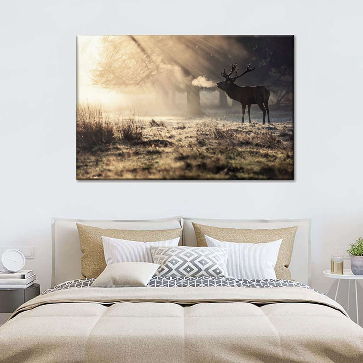 Wild Deer In Snow Wall Art