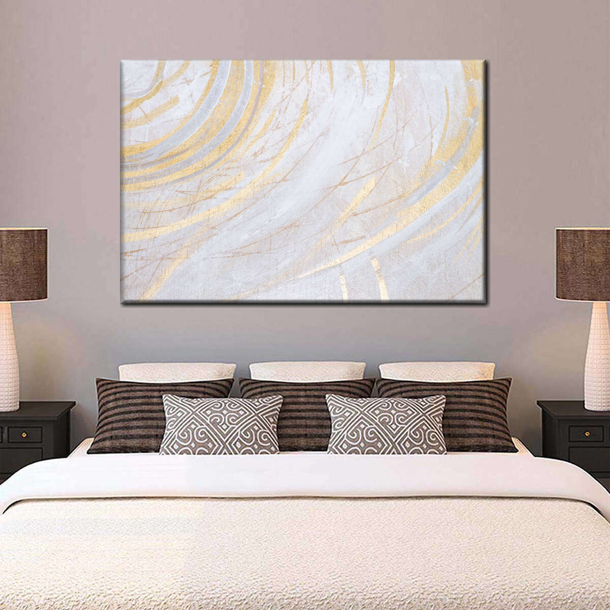 White And Gold Abstract Wall Art