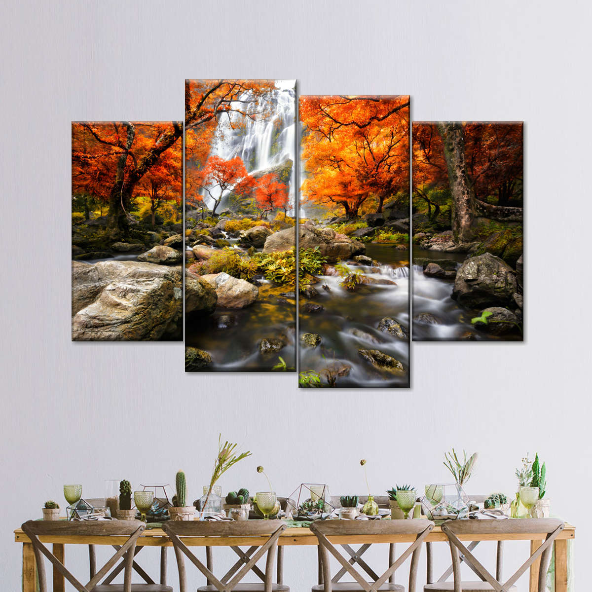 Stunning Autumn Waterfall Wall Art