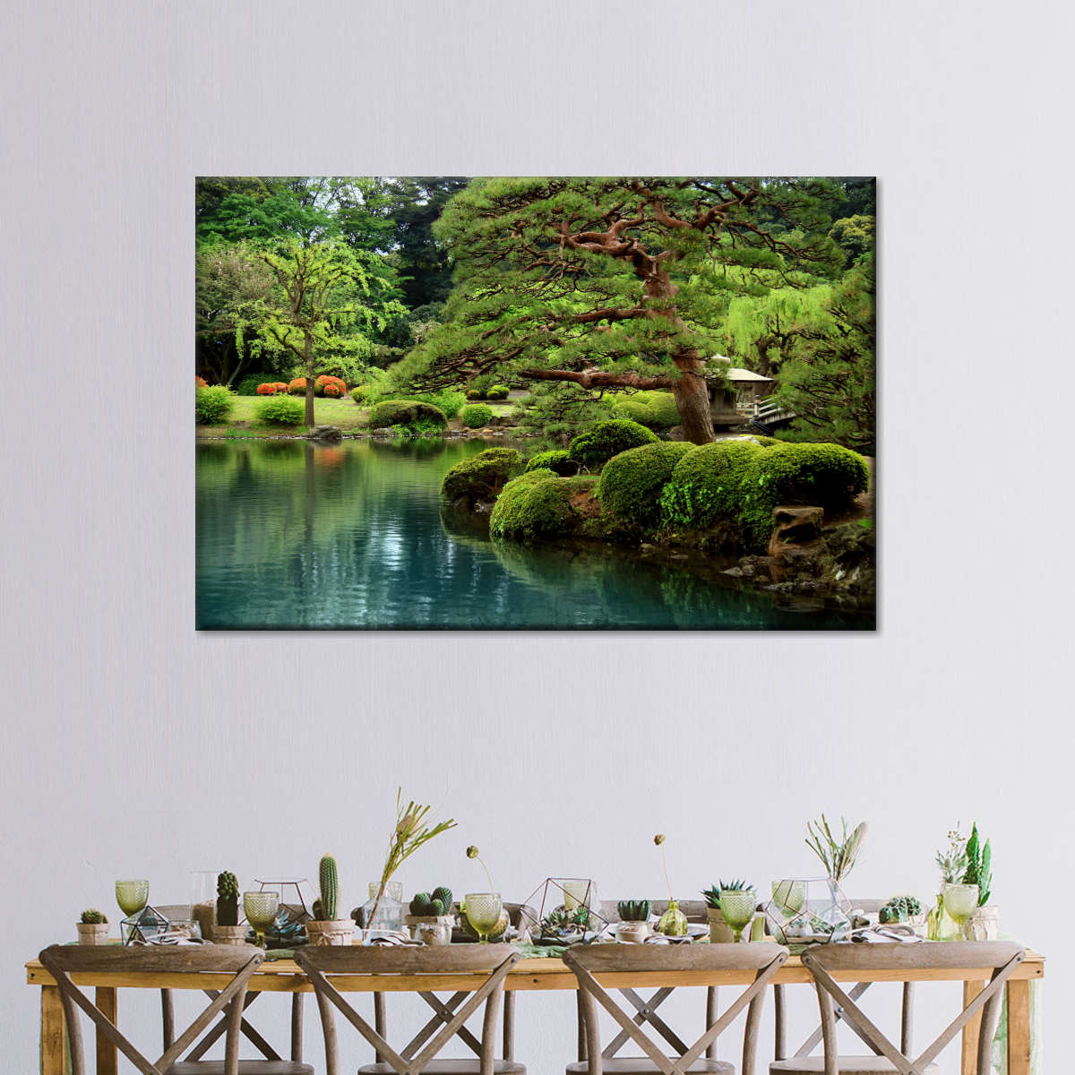 Zen Lakeside Bonsai Trees Wall Art