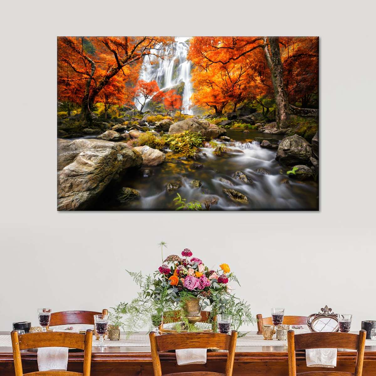 Stunning Autumn Waterfall Wall Art