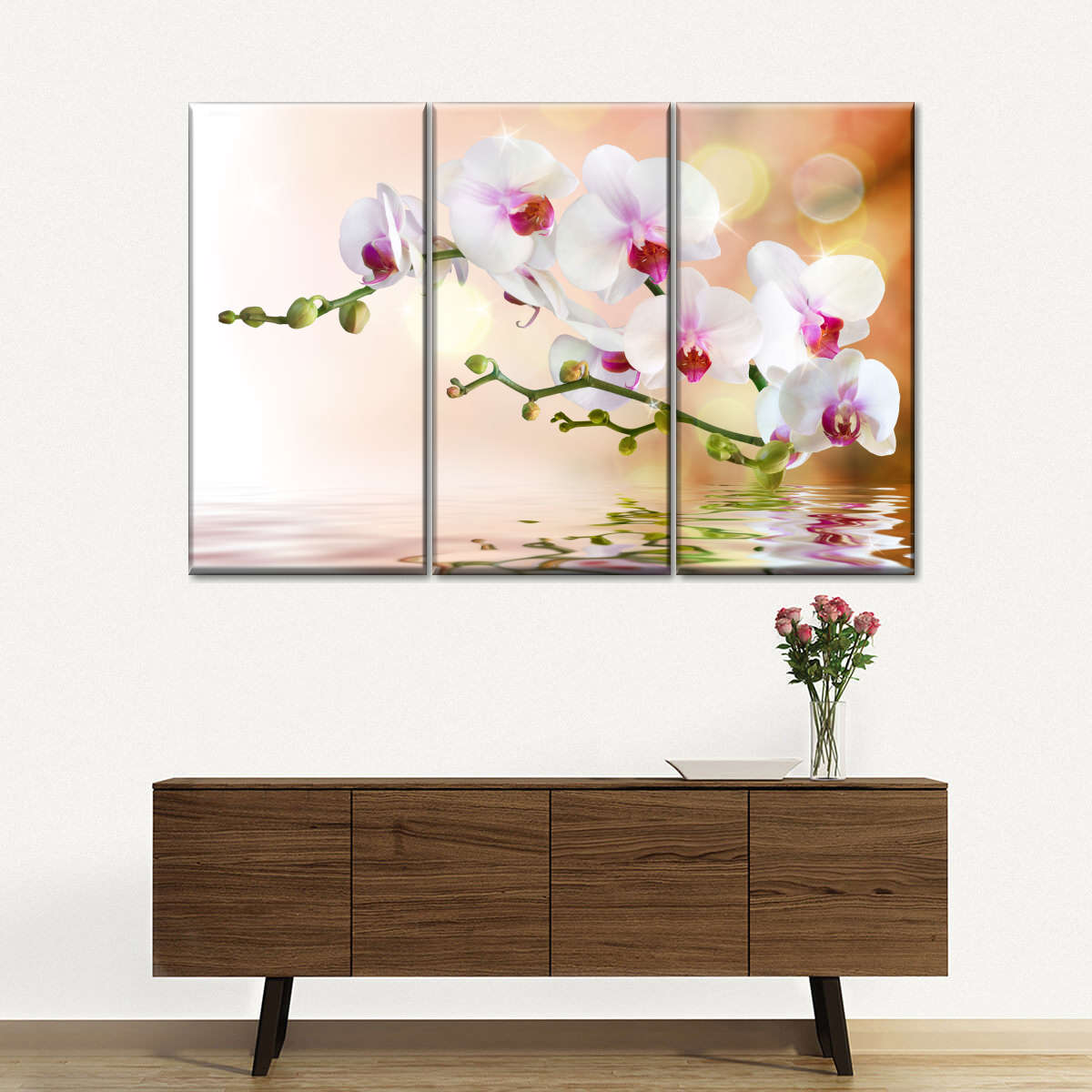 Orchid Flowers On Water Wall Art