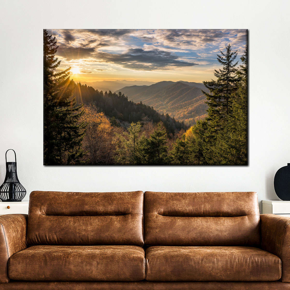 Great Smoky Mountain Painting on Canvas North Carolina Art Appalachian Art Mountain deals House Art Panoramic Wall Art Sunrise Wall Art