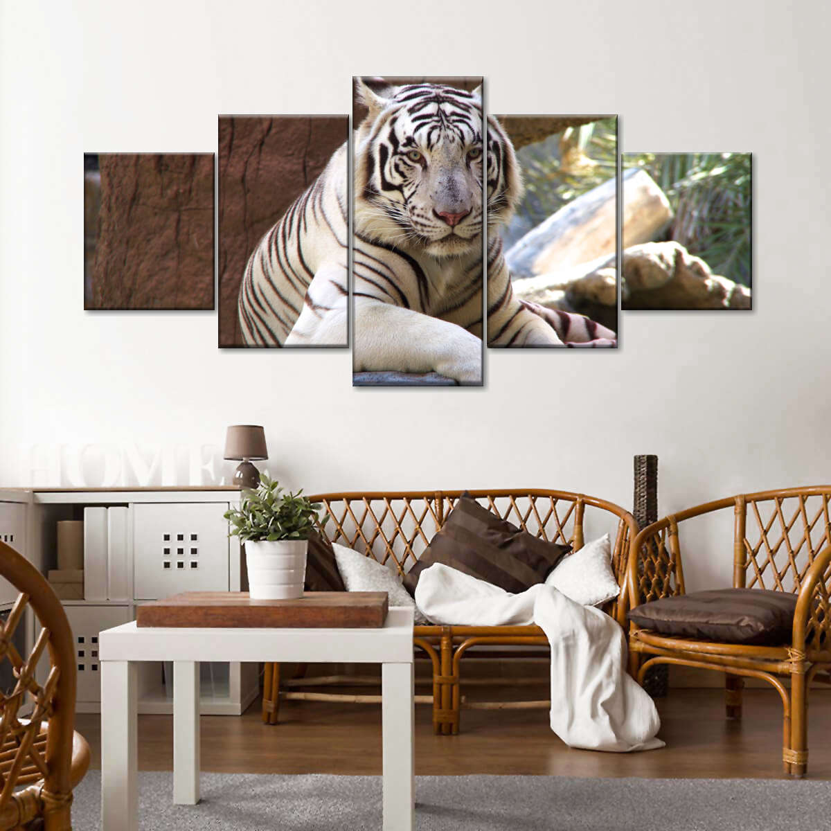 Resting White Tiger Wall Art