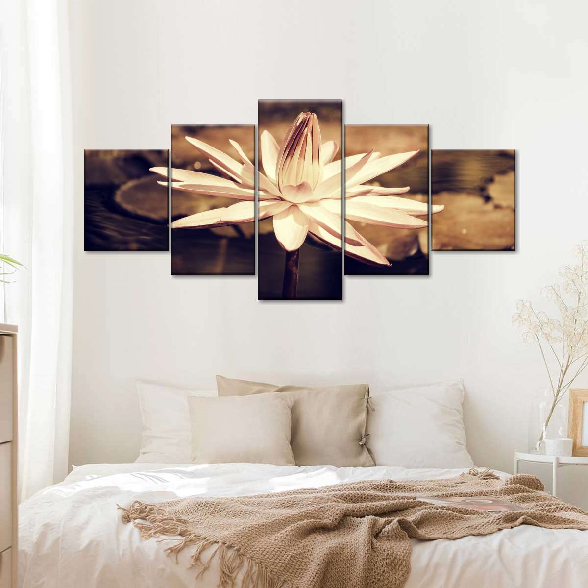 Sepia Lotus Flower Wall Art