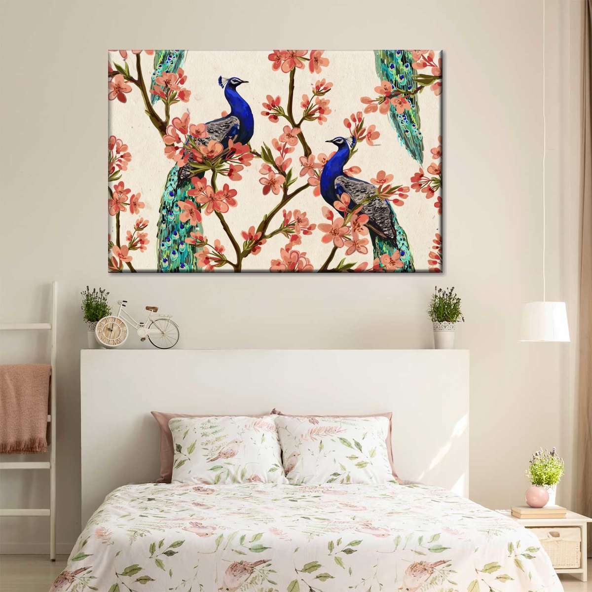 Royal Blue Peacocks Wall Art