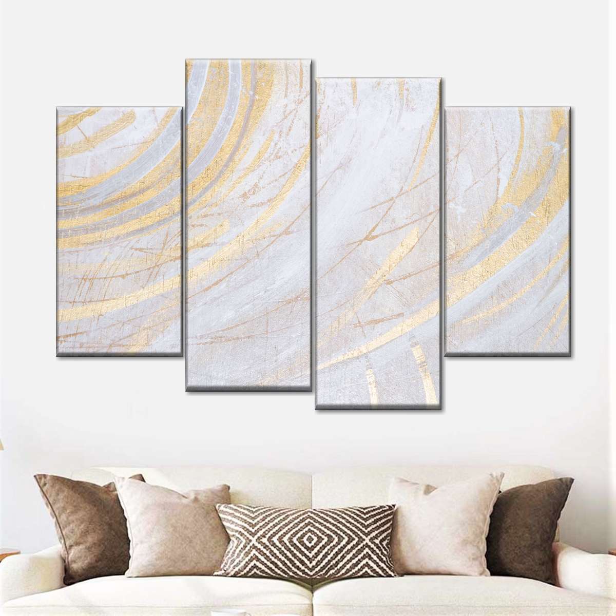 White And Gold Abstract Wall Art