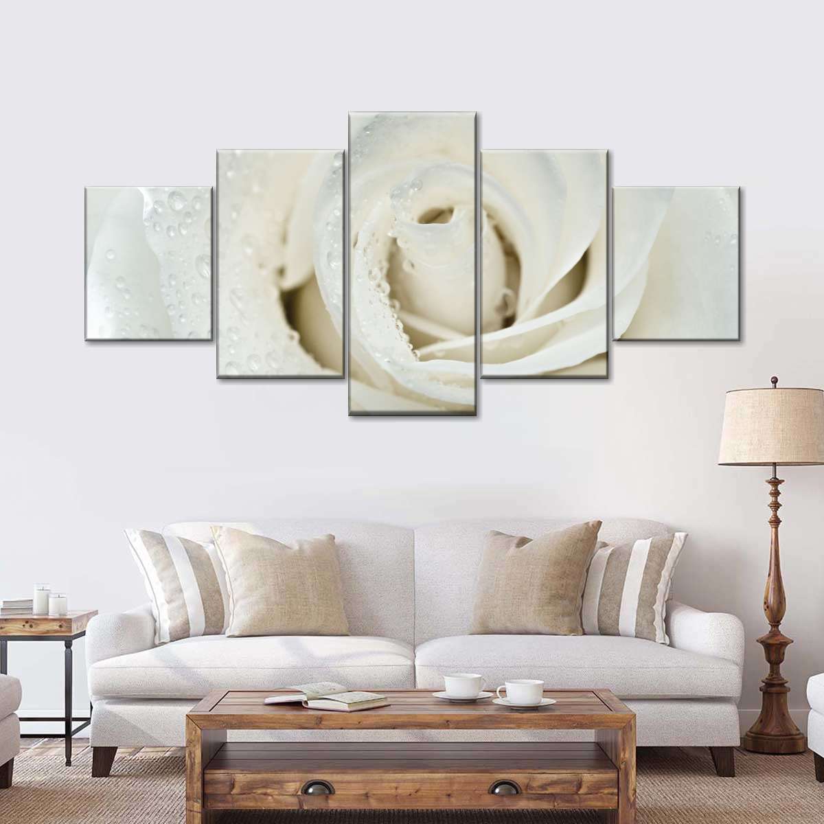 White Rose Close Up Wall Art