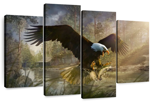 Bald Eagle Catching Fish Wall Art