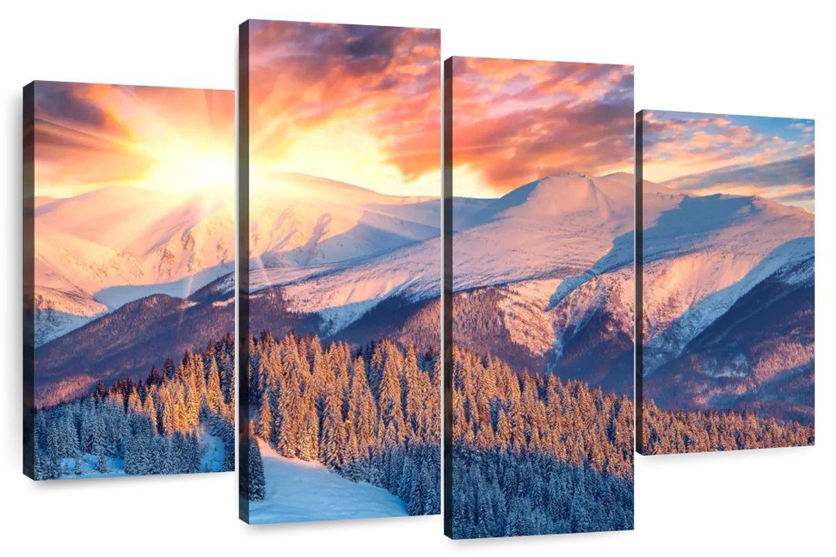 Snowy Mountain Sunrise Wall Art