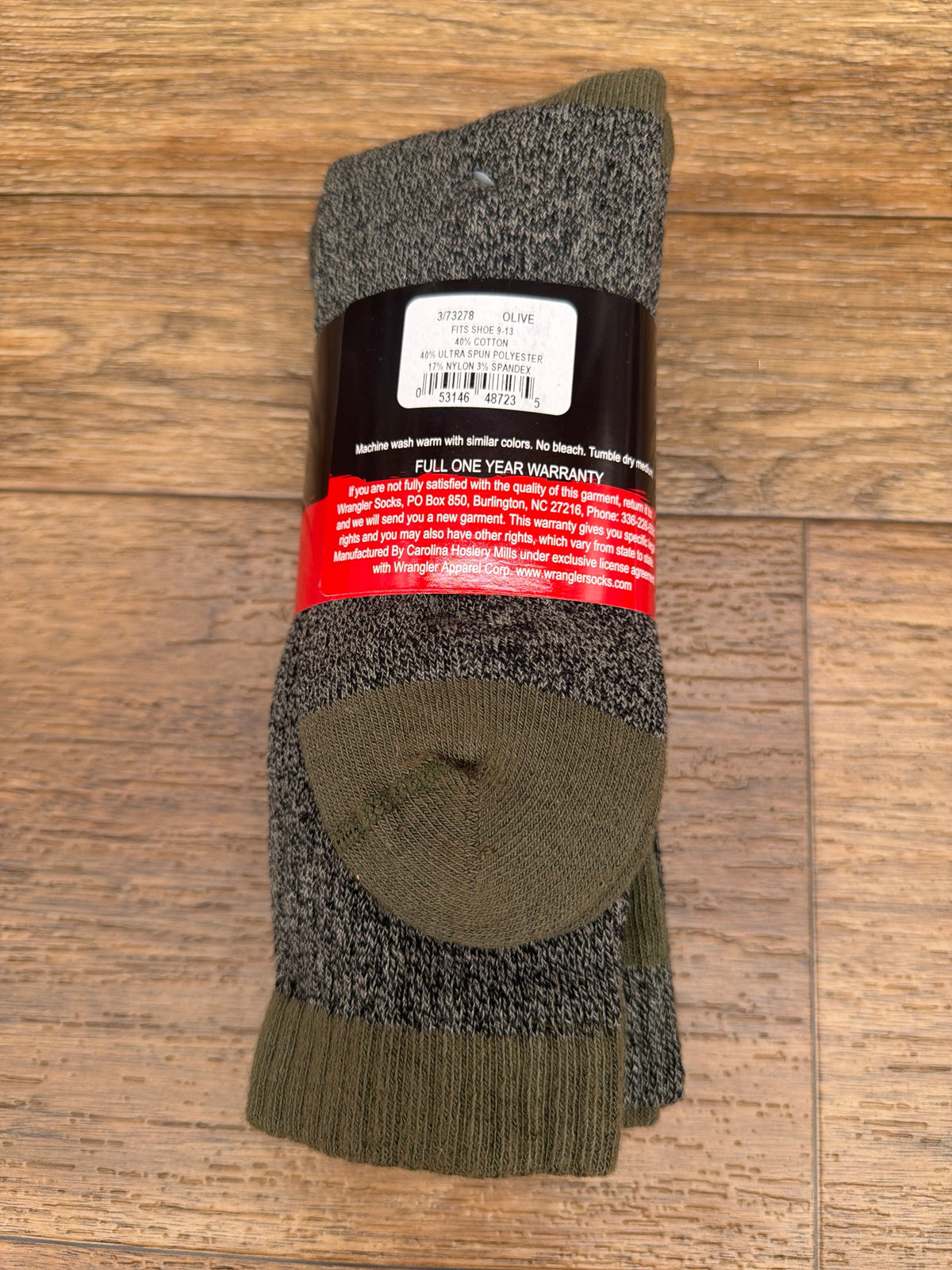 Riggs Workwear Ultra-Dri Socks in Olive by Wrangler - back label