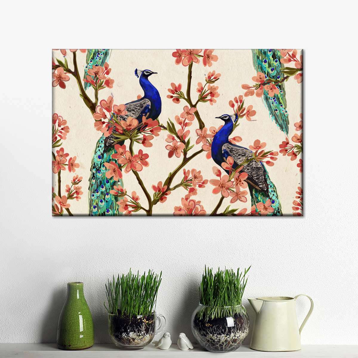 Royal Blue Peacocks Wall Art