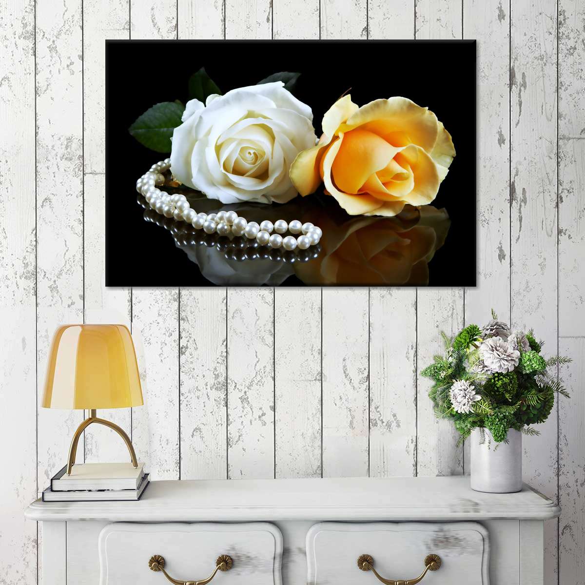 Pearls And Roses Wall Art