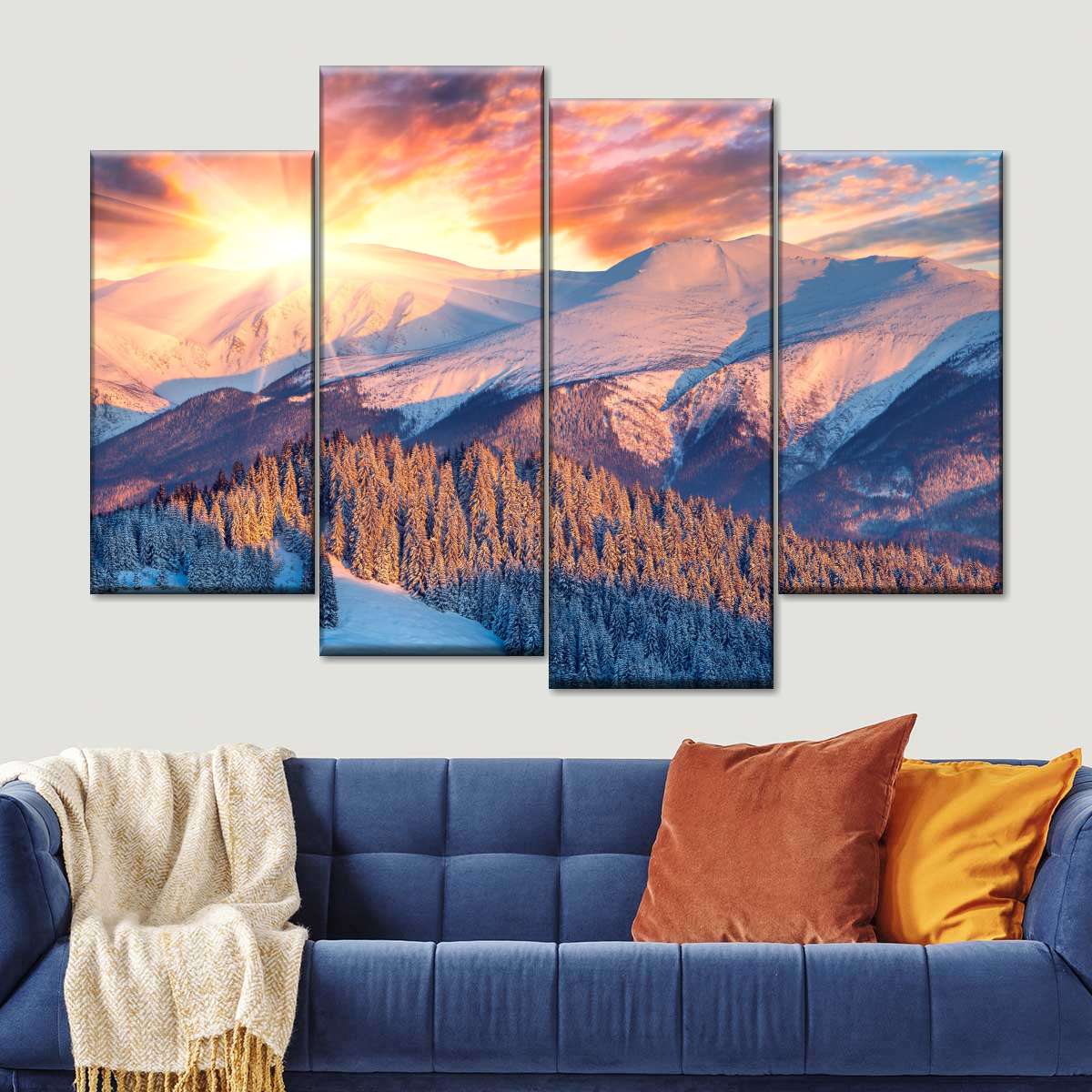 Snowy Mountain Sunrise Wall Art