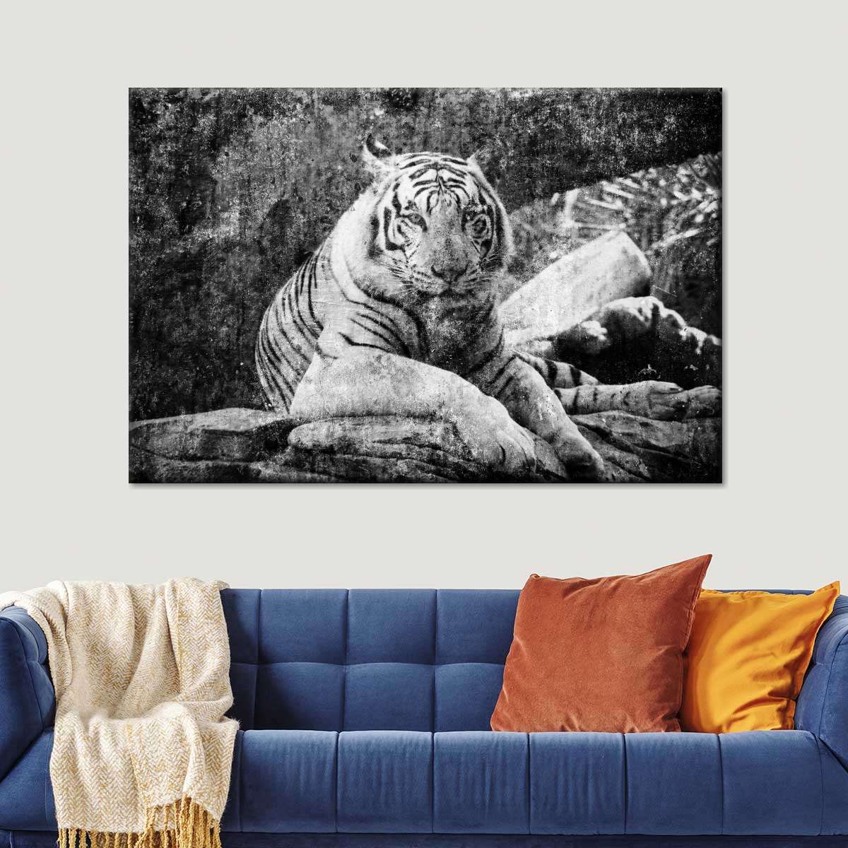 Textured White Tiger Wall Art